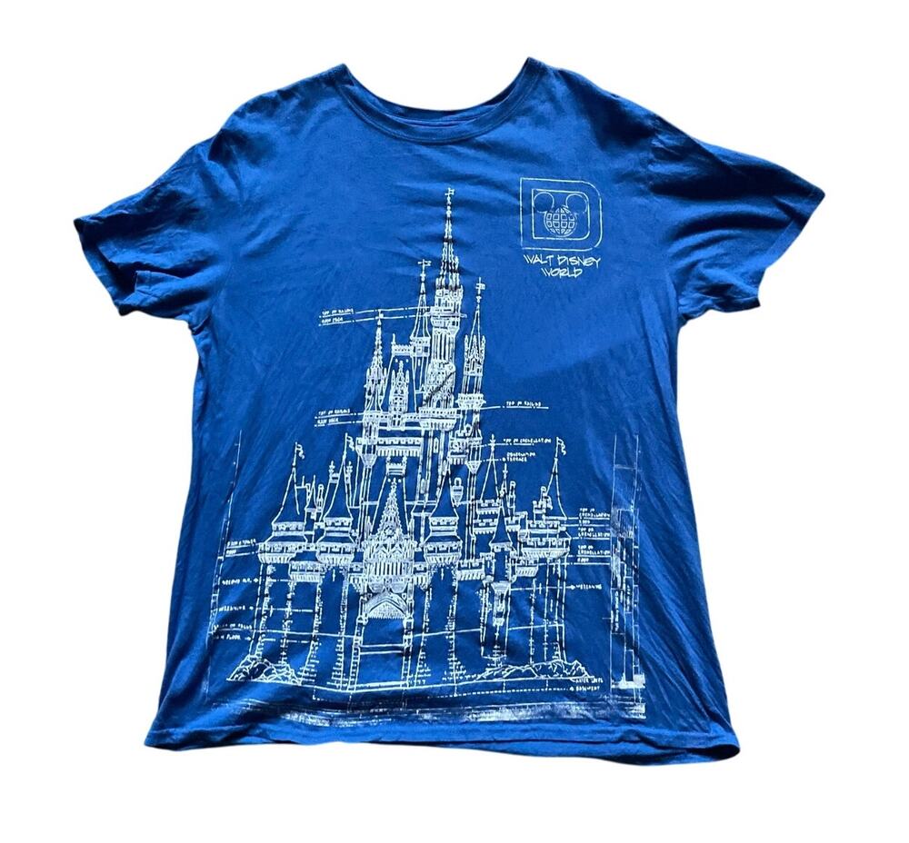 Disney Cinderella Castle T-shirt Womens Size Large 100% Cotton Baggy unisex